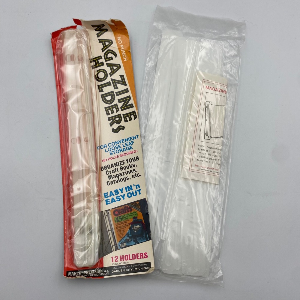 Vintage March Precision No Punch‎ Magazine Holders 3-Ring Binder Inserts 24 ct